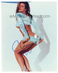 2a719 CARMEN ELECTRA signed color 8x10 REPRO still '00s full-length sexy half-naked portrait!