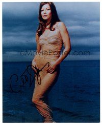 2a722 CATHERINE ZETA-JONES signed color 8x10 REPRO still '00s sexy full-length portrait over ocean!