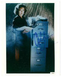 2a784 GILLIAN ANDERSON signed color 8x10 REPRO still '90s full-length portrait from The X-Files!