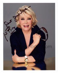 2a823 JOAN RIVERS signed color 8x10 REPRO still '90s great waist-high portrait with sunglasses!
