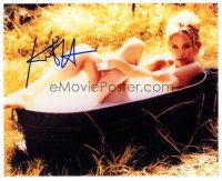 2a853 KATE HUDSON signed color 8x10 REPRO still '00s naked close up bathing in outdoor tub!