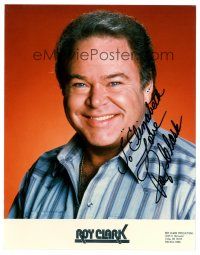 2a377 ROY CLARK signed color 8x10 publicity still '80s head & shoulders c/u of the country singer!
