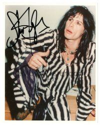 2a965 STEVEN TYLER signed color 8x10 REPRO still '90s c/u of the rock star in wild striped outfit!
