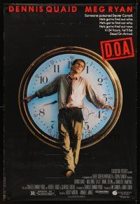 2a058 D.O.A. signed 1sh '88 by Dennis Quaid, cool image of him as the hands of a clock!