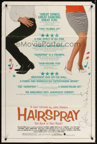 2a095 HAIRSPRAY signed 1sh '88 by director John Waters, his cult classic musical!