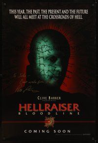 2a068 HELLRAISER: BLOODLINE teaser signed 1sh '96 by writer Peter Atkins, created by Clive Barker!