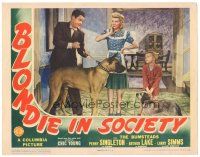 2a111 BLONDIE IN SOCIETY signed LC '41 by Penny Singleton, who's w/Dagwood, Larry Simms & two dogs!