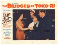 2a115 BRIDGES AT TOKO-RI signed LC #1 '54 by Mickey Rooney, who's shaking hands with pretty girl!