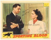 2a141 SPORTING BLOOD signed LC '40 by Robert Young, who thinks Maureen O'Sullivan is trouble!