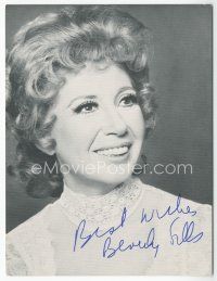 2a440 BEVERLY SILLS signed 5x6.5 postcard '80s the legendary opera singer nicknamed Bubbles!