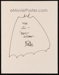 2a247 BOB KANE signed drawing '70s he drew Batman outline & wrote Bats wishes!