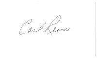 2a602 CARL REINER signed 3x5 index card '80s can be framed with a repro still!
