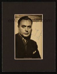 2a441 CHARLES BOYER signed matted postcard '60s cool portrait of the French star, ready to frame!
