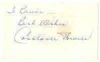 2a607 CONSTANCE TOWERS signed 3x5 index card '80s can be framed with a repro still!