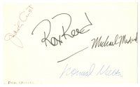2a630 JUDITH CRIST/REX REED/MICHAEL MEDVED/LEONARD MALTIN signed 3x5 index card '70s