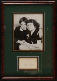 2a004 DARLA HOOD signed 3x5 index card in 13x19 framed display '70s with a REPRO of her & Alfalfa!