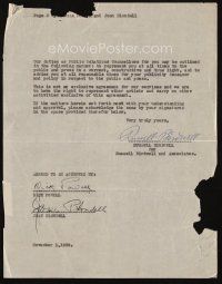 2a228 DICK POWELL/JOAN BLONDELL signed contract + vintage 8x10 still '39 by both, with publicist!