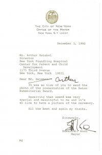 2a432 ED KOCH signed letter '82 can be framed with a repro!