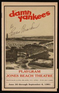 2a450 EDDIE BRACKEN signed playbill '81 when he appeared on stage in Damn Yankees!