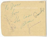 2a543 FOUR LADS signed 4x5 cut album page '53 by Bernie, Connie, Jimmy AND Frank!