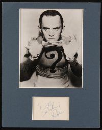 2a207 FRANK GORSHIN signed index card + 11x14 matted display '03 c/u as The Riddler from Batman!