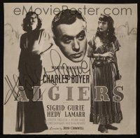 2a243 HEDY LAMARR signed book page '70s on a poster image from Algiers with Charles Boyer!