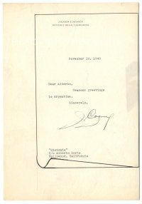 2a434 JAMES CAGNEY signed letter '40 on his personal stationery!