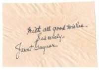 2a562 JANET GAYNOR signed 4x6 cut album page '70s can be framed with a repro still!