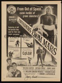 2a238 JIMMY HUNT signed magazine page '53 on a great ad from Invaders From Mars!