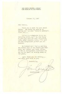 2a437 JOAN CRAWFORD signed letter '57 to an autograph collector with great content!