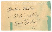 2a528 BUSTER KEATON/W.C. FIELDS/BORIS KARLOFF signed 3x5 cut album page '30s can be framed w/repro