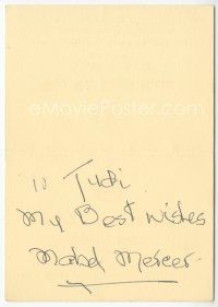 2a468 MABEL MERCER signed table card '70s two cards, one signed by her!