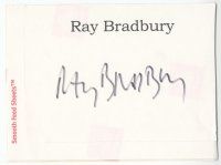 2a489 RAY BRADBURY signed 4x6 personalized label '80s can be framed with a repro still!