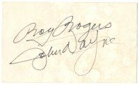 2a654 ROY ROGERS/JOHN WAYNE signed 3x5 index card '50s can be framed with a repro still!