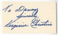 2a665 VIRGINIA CHRISTINE signed 2x4 index card '70s can be framed with a repro still!