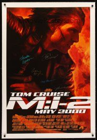 2a019 MISSION IMPOSSIBLE 2 signed linen advance 1sh '00 by Cruise, Newton, Hopkins, Rhames & Woo!