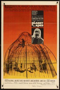 2a098 PLANET OF THE APES signed 1sh '68 by director Franklin J. Schaffner!