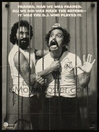 2a042 CHEECH & CHONG FRAMED signed 14x19 music poster '76 by Tommy Chong, wacky image behind bars!
