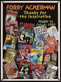 2a015 FORRY ACKERMAN FANEX 15 signed special 32x43 poster '01 by TWENTY fanzine editors!