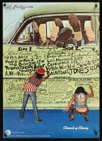 2a046 LOS COCHINOS signed 24x34 music poster '73 by Tommy Chong, w/ Cheech writing graffiti on car!