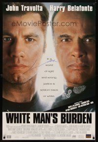 2a086 WHITE MAN'S BURDEN signed DS 1sh '95 by John Travolta, who's c/u with Harry Belafonte!