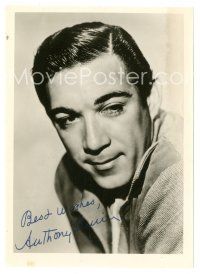 2a410 ANTHONY QUINN signed 5x7 still '40s young head & shoulders portrait wearing suit & tie!