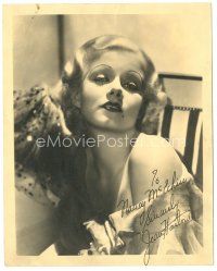 2a309 JEAN HARLOW signed deluxe 8x10 still '30s likely signed by her mother, great image!