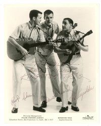 2a332 KINGSTON TRIO signed 8x10 still '50s by Bob Shane, Dave Guard AND Nick Reynolds!