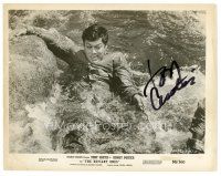 2a392 TONY CURTIS signed 8x10 still '58 close up being saved from drowning in The Defiant Ones!
