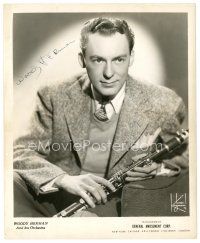 2a402 WOODY HERMAN signed 8x10 still '40s seated portrait holding his clarinet by James Kriegsmann!
