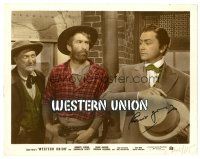 2a371 ROBERT YOUNG signed color-glos 8x10 still '41 w/ Chill Wills & Minor Watson from Western Union