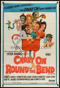 2b327 CARRY ON ROUND THE BEND Aust 1sh '71 Sidney James, Kenneth Williams, wacky art!