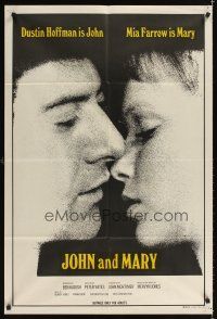 2b338 JOHN & MARY Aust 1sh '69 super close image of Dustin Hoffman about to kiss Mia Farrow!
