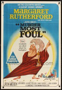 2b348 MURDER MOST FOUL Aust 1sh '64 art of Margaret Rutherford, written by Agatha Christie!
